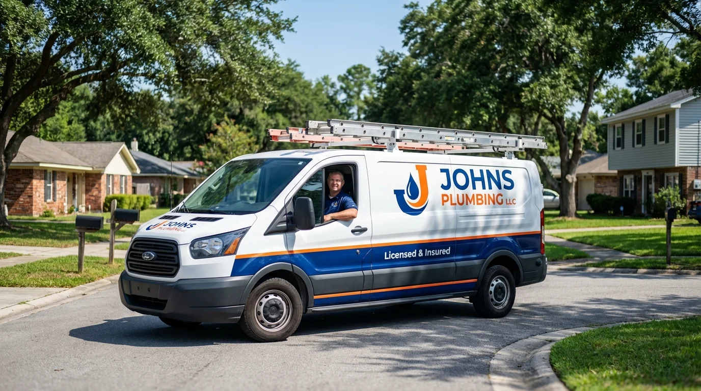 Johns Plumbing LLC service van in Bishopville, SC