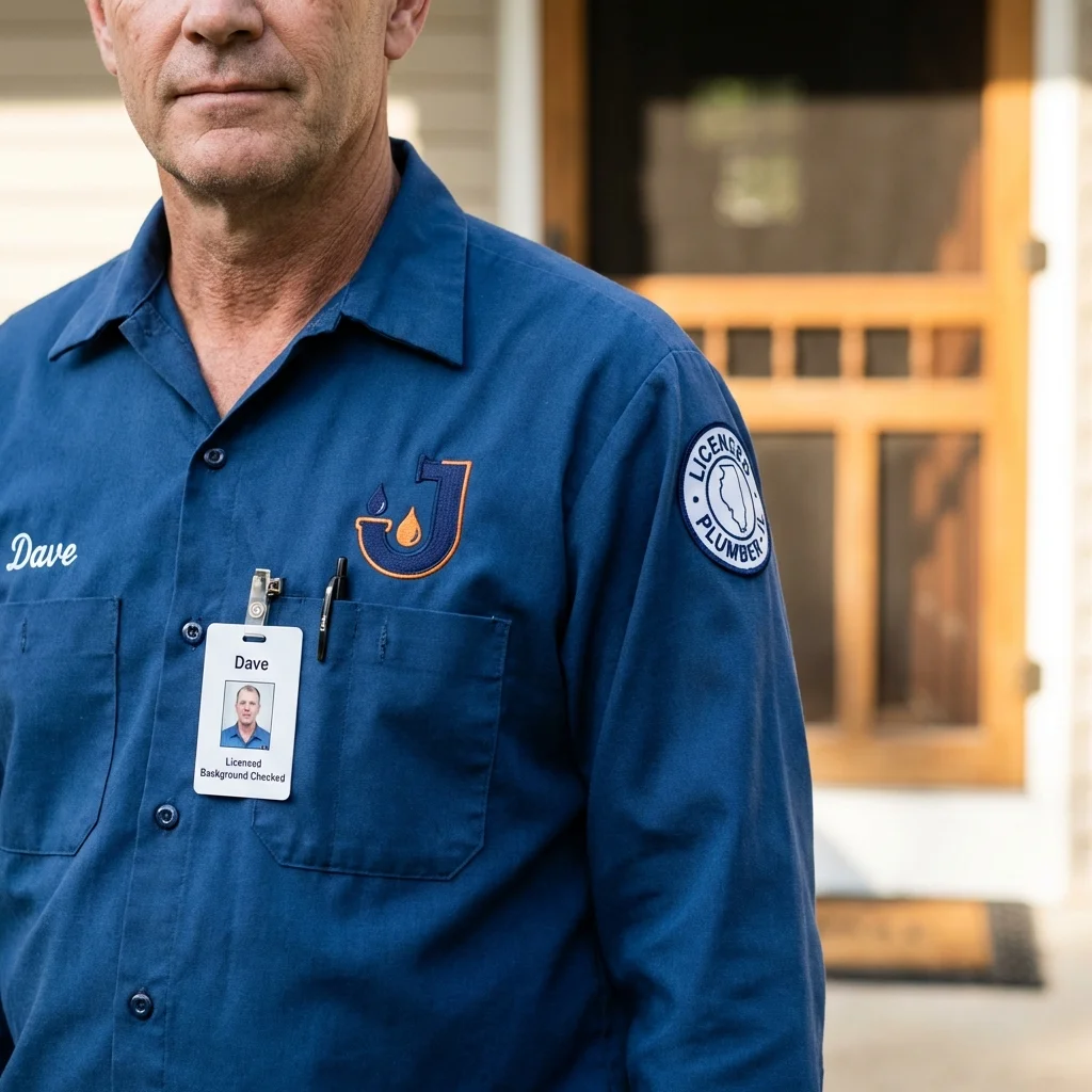 Licensed plumber showing ID badge in Bishopville, SC