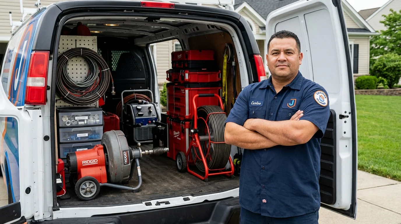 Professional drain cleaning equipment and Johns Plumbing LLC plumber in Bishopville