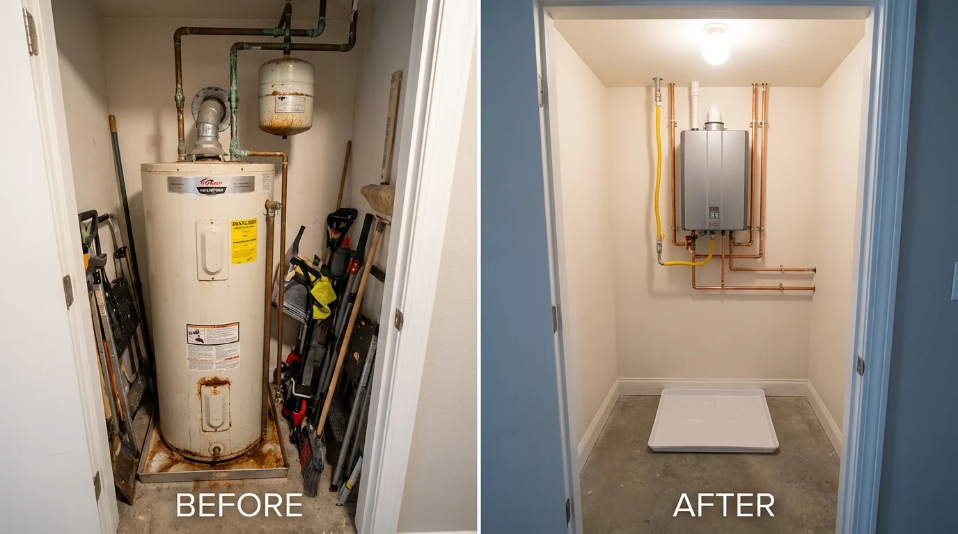 Tank water heater versus wall-mounted tankless unit comparison for Bishopville, SC homeowners